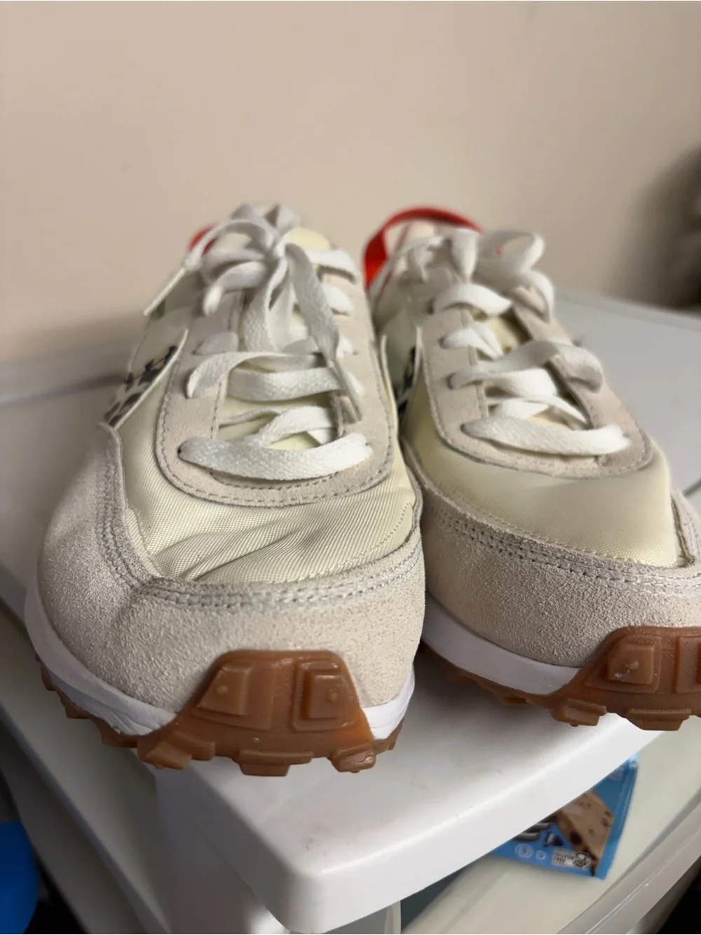 Nike Retro Runner Sneakers with Leopard Swoosh - Cream & White